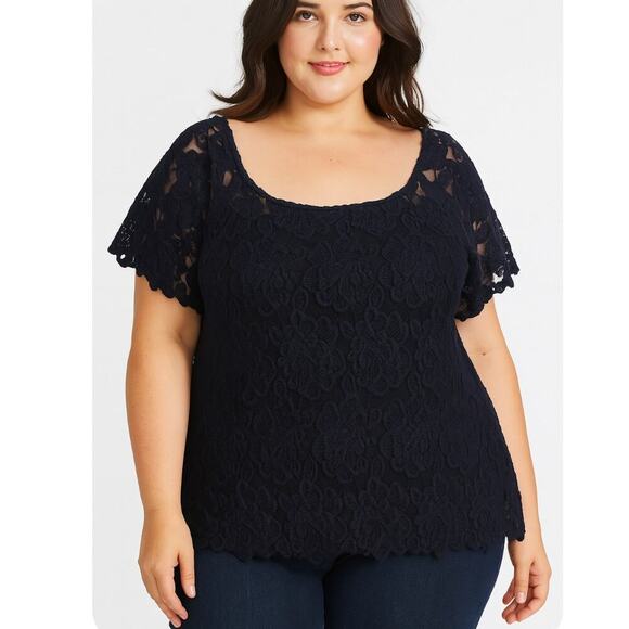 Torrid semi sheer lace floral pullover top SZ 3XL - Picture 1 of 6